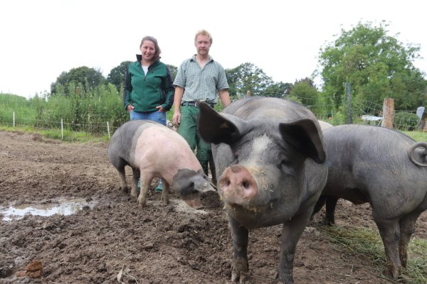 Tobias und Konstanze Hachmeister vom Hof Hachmeister auf dem Wittel zeigen, wie Landwirtschaft auch funktionieren kann - nachhaltig und freilaufend. - © Susanne Barth