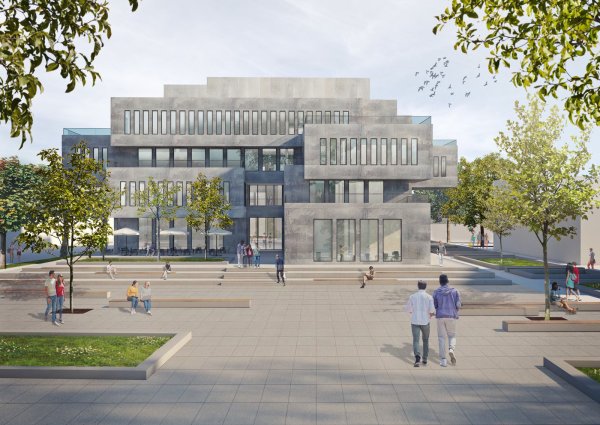 So soll er aussehen: Der Innovation-Spin wird voraussichtlich ab dem Sommer 2020 auf dem Lüttfeld gebaut. Einziehen sollen in erster Linie die Technische Hochschule, die Kreishandwerkerschaft und die Lippe-Bildung. - © Matern Architekten, Paderborn