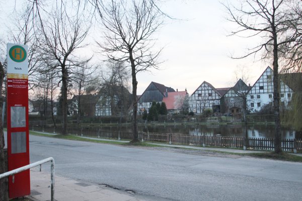 Die Bushaltestelle „Teich" an der Straße Helle in Alverdissen soll barrierefrei umgestaltet werden. Doch über das Wie gibt es nach wie vor keine Entscheidung. Die Diskussionen darüber dauern seit zwei Jahren an. - © Jens Rademacher