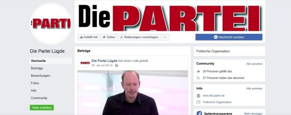 Eine Facebookseite zu Die Partei in Lügde gibt es bereits. - © Screenshot: LZ
