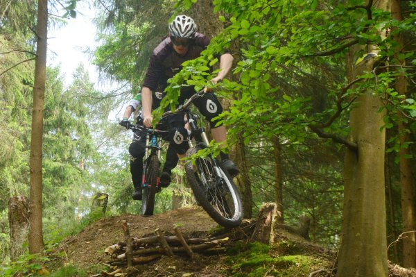 Manch einer nutzt in Lippe samt Drahtesel auch den Bus, um bequem einen Berg hinaufzukommen. Die offizielle Downhill-Strecke am Hermann wurde 2018 geschlossen. - © Archivfoto: Andre Gallisch
