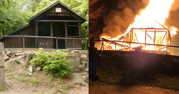 Die Bandelhütte vor und während des Brandes. Die Polizei konnte nun die Ursache des Feuers ermitteln. - © Axel Hindemith; Polizei Lippe