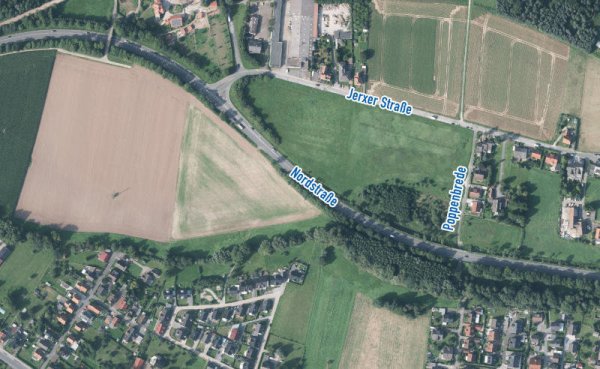 Poppenbrede wird bebaut: In Jerxen soll eine weitere Fläche zum Gewerbegebiet werden. - © Montage: Oliver Wendtland