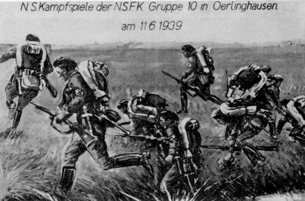 Kampfspiele der Jugendlichen in Oerlinghausen bildeten schon eine Vorbereitung auf einen künftigen militärischen Einsatz. - © Repro: Horst Biere / Quelle: Volker Wehrmann: Lippe im 3. Reich