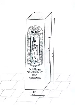 Der erste Entwurf zeigt eine Sandsteinstele mit dem Lippischen Schützen. - © Privat