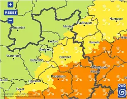 Glättewarnung des Deutschen Wetterdienstes - © Screenshot: Deutscher Wetterdienst (DWD)