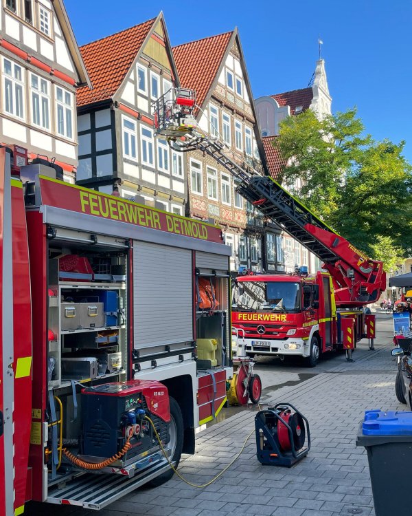 Vebranntes Essen löste einen Fuerwehreinsatz in der Langen Straße in Detmold aus. - © Marco Schweiger / Feuerwehr Detmold