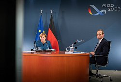 Coronavirus - Videokonferenz Kanzlerin mit Ministerpräsidenten - Guido Bergmann/Bundesregierung/dpa