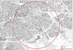 In einem Radius von 1,5 Kilometern rund um die Fliegerbombe wird am Sonntag in Paderborn evakuiert. - Stadt Paderborn