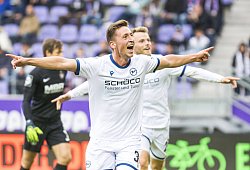 15.09.2024, xomx, Fussball 3.Liga, Erzgebirge Aue - Arminia Bielefeld emspor, v.l. jubelt, Torjubel, Tor, Goal, Jubel, F - IMAGO/Jan Huebner