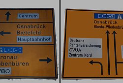 Alt und neu: Links noch ein Verkehrsschild mit Bielefeld-Hinweis, rechts die neue Version. - Radio Antenne Münster