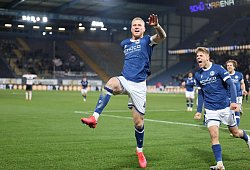 Arminia Bielefelds Louis Oppie behjubet seinen Siegtreffer gegen den FC Ingolstadt. - Oliver Krato