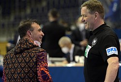 Bob Hanning (l) und Alfred Gislason - Soeren Stache/dpa-Zentralbild/dpa