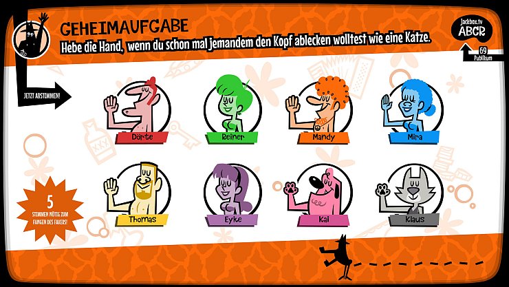 Ob es um haarige Fetische geht, sexuelle Vorlieben oder einfach die schmutzigen Gedanken im Kopf – hier findet man das alles über sich und seine Freunde raus. - © Jackbox Games