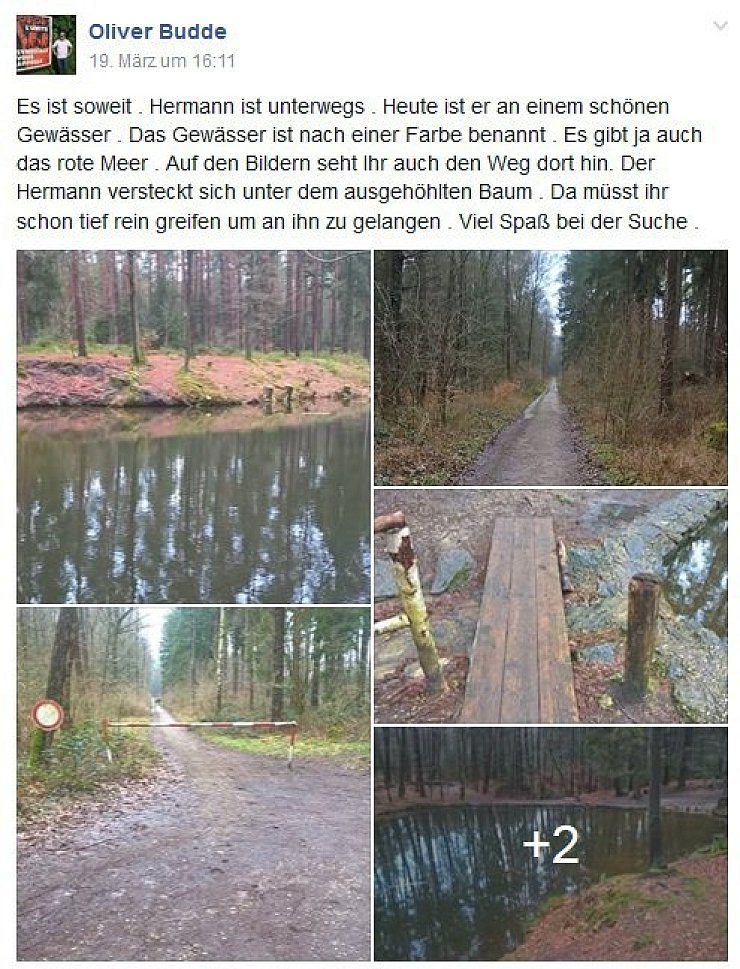 Spielstart: Das erste Versteck des kleinen Hermanns von Sonntag. - © Facebook/Screenshot/Oliver Budde