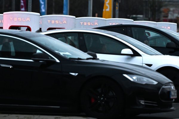 Die Neuzulassungen von Tesla-Autos in Deutschland sind eingebrochen. (Archivbild) - © Federico Gambarini/dpa