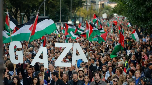 An einer propal&auml;stinensischen Demonstration am Rande des Internationalen Filmfestivals von San Sebasti&aacute;n beteiligten sich mehrere Tausend Menschen. - &copy; Arnaitz Rubio/EUROPA PRESS/dpa