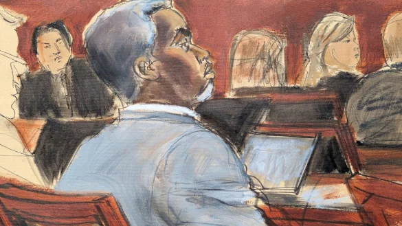 Die Gerichtszeichnung zeigt Sean «Diddy» Combs, der den Eröffnungsplädoyers am ersten Verhandlungstag vor dem Bundesgericht in Manhattan zuhört. (Archivfoto) - © Elizabeth Williams/AP/dpa