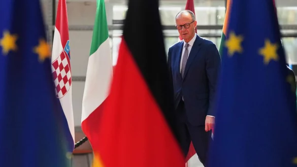 Bundeskanzler Friedrich Merz wirbt im Zollstreit mit den USA für eine Abschaffung aller Abgaben. - © Virginia Mayo/AP/dpa