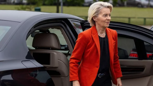 Das Flugzeug mit Ursula von der Leyen konnte am Ende sicher landen. (Archivbild) - © Mindaugas Kulbis/AP/dpa