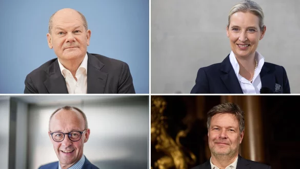 Treten gegeneinander im TV an: Scholz, Merz, Weidel und Habeck. - © Kappeler/Albert/Wendt/dpa