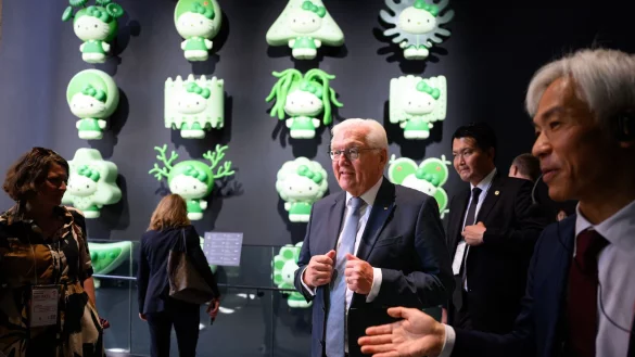 Bundespräsident Steinmeier eröffnet den Deutschen Nationentag bei der Expo 2025. - © Bernd von Jutrczenka/dpa