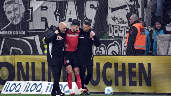Bayers Terrier verletzte sich fr&uuml;h gegen Gladbach. - &copy; Federico Gambarini/dpa