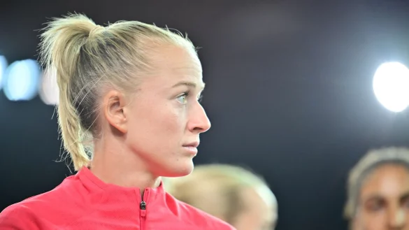 Viertelfinale als große Herausforderung - auch für Lea Schüller. - © Sebastian Christoph Gollnow/dpa