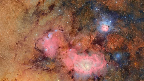 Eines der ersten Bilder zeigt den Trifidnebel. - © ---/NSF-DOE Vera C. Rubin Observatory /dpa