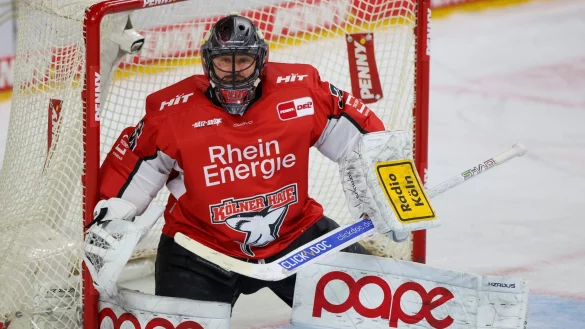 Glänzte mit 43 Paraden: Haie-Torhüter Julius Hudacek. - © Christoph Reichwein/dpa