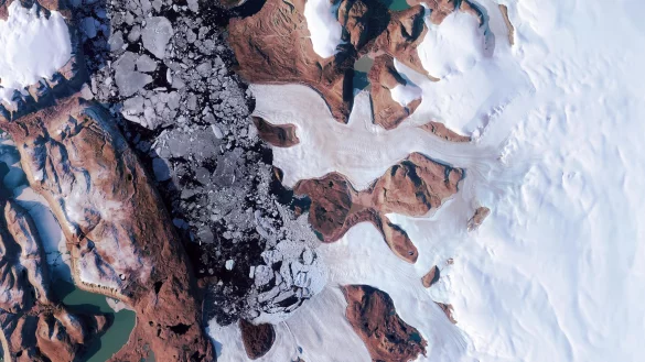 Der Harder Gletscher im Norden Gr&ouml;nlands hat bei Forschenden f&uuml;r eine gro&szlig;e &Uuml;berraschung gesorgt. - &copy; Copernicus Sentinel/ESA/dpa