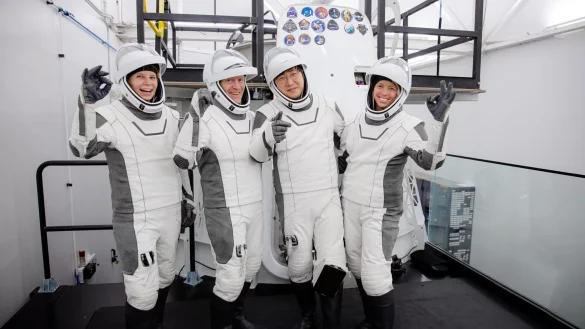 Rabea Rogge, Eric Philips, Chun Wang und Jannicke Mikkelsen (von links nach rechts) absolvierten ein monatelanges Training in der Kapsel. - © SpaceX/dpa