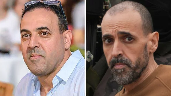 Eli Scharabi auf einem undatierten Bild vor der Entführung und bei seiner Freilassung aus der Geiselhaft. - © Uncredited/Abdel Kareem Hana/Hostage\\\'s Family Forum/AP/dpa