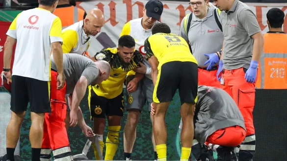 Couto wurde am Knie getroffen. - &copy; Christoph Reichwein/dpa