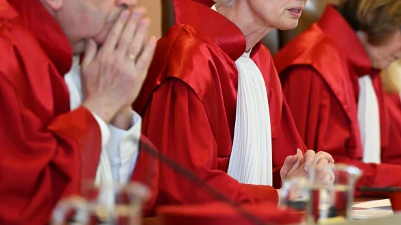 Die Bundesverfassungsrichterinnen und -richter sind bekannt für ihre roten Roben. (Archivbild) - © Uli Deck/dpa