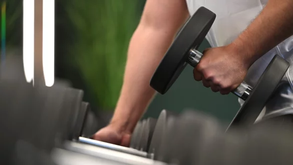 Eine klassische Hantelbank - auch solche Ger&auml;te werden auf der Fibo beworben. - &copy; Wolf von Dewitz/dpa