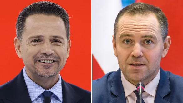 Bei der Stichwahl um das Präsidentenamt in Polen tritt der liberale Rafal Trzaskowski (links) gegen den Rechtskonservativen Karol Nawrocki an. (Archivbild) - © Jarek Praszkiewicz/PAP/Attila Husejnow/SOPA Images via ZUMA Press Wire/dpa