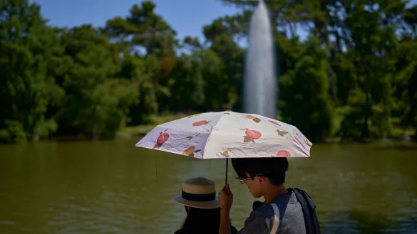 Trotz der Hitze mit Temperaturen von bis zu 39 Grad zog es viele Madrilenen und Touristen auf die Stra&szlig;en der Hauptstadt. - &copy; Manu Fernandez/AP/dpa