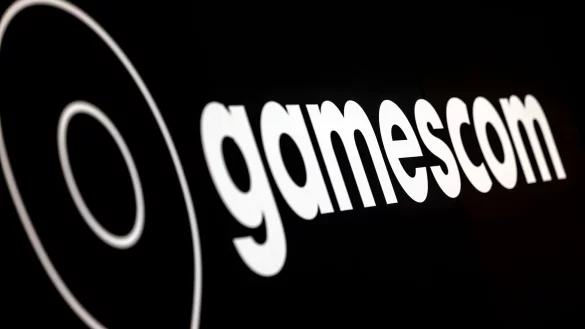 Das Logo der Gamescom - im August wird es omnipräsent sein in Köln. - © Oliver Berg/dpa
