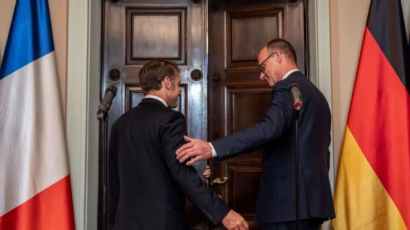 Merz und Macron sprachen in Berlin mehr als drei Stunden miteinander. - &copy; Michael Kappeler/dpa
