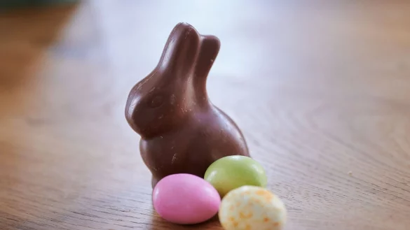 Stumm sitzt er und weiß nichts von der Debatte um ihn: der Schoko-Osterhase. (Symbolbild) - © Annette Riedl/dpa