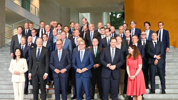 Die Initiative &laquo;Made for Germany&raquo;, hier beim ersten Treffen im Juli im Kanzleramt, will Hunderte Milliarden in Deutschland investieren (Archivbild) - &copy; Katharina Kausche/dpa