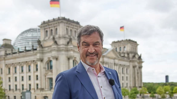 Markus Söder (CSU), Bundesvorsitzender, beim ARD-Sommerinterview vor einem Jahr. - © Joerg Carstensen/dpa