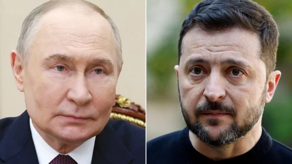 Kremlchef Putin hat hohe H&uuml;rden vor einer Begegnung mit dem Ukrainer Selenskyj aufgebaut. (Archivbild) - &copy; Gavriil Grigorov/Pool Sputnik Kremlin via AP/Stephanie Lecocq/Pool Reuters/AP/dpa/dpa