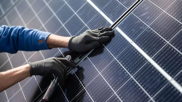 Der Einsatz von Sonnenenergie an Wohngebäuden soll dazu beitragen, den Verbrauch fossiler Brennstoffe in Deutschland deutlich zu reduzieren. - © Marijan Murat/dpa