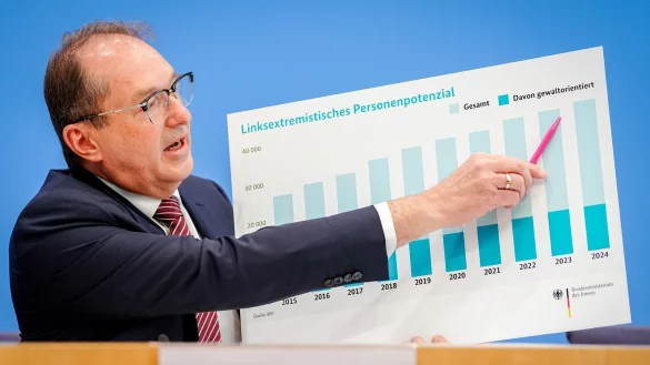 Der Verfassungsschutz sieht auch im Linksextremismus ein größeres Personenpotenzial als im Vorjahr. - © Kay Nietfeld/dpa