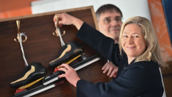 H&auml;ngt die Schlittschuhe an den Nagel: Claudia Pechstein. - &copy; Sebastian Christoph Gollnow/dpa