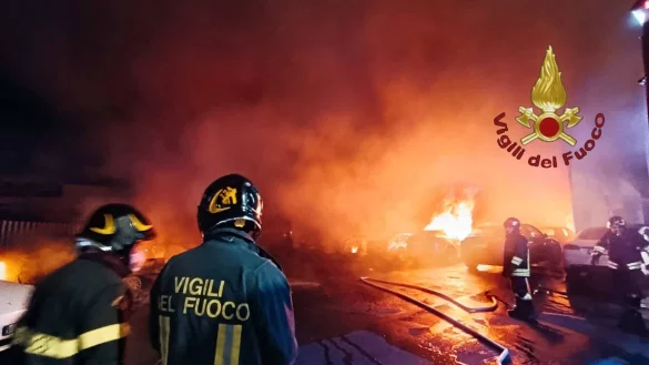 Teslas in Flammen (Handout) - © -/Vigili Del Fuoco/dpa