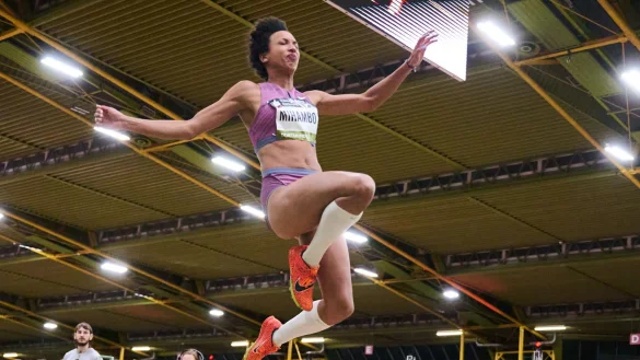 Gut beim Comeback: Malaika Mihambo. - © Bernd Thissen/dpa