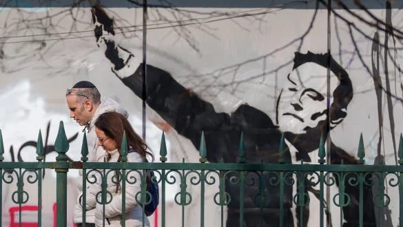 Wandbild von Elon Musk. Unternehmen in Deutschland ziehen sich zumindest teilweise von Musks Plattform X zurück. - © Andreea Alexandru/AP/dpa